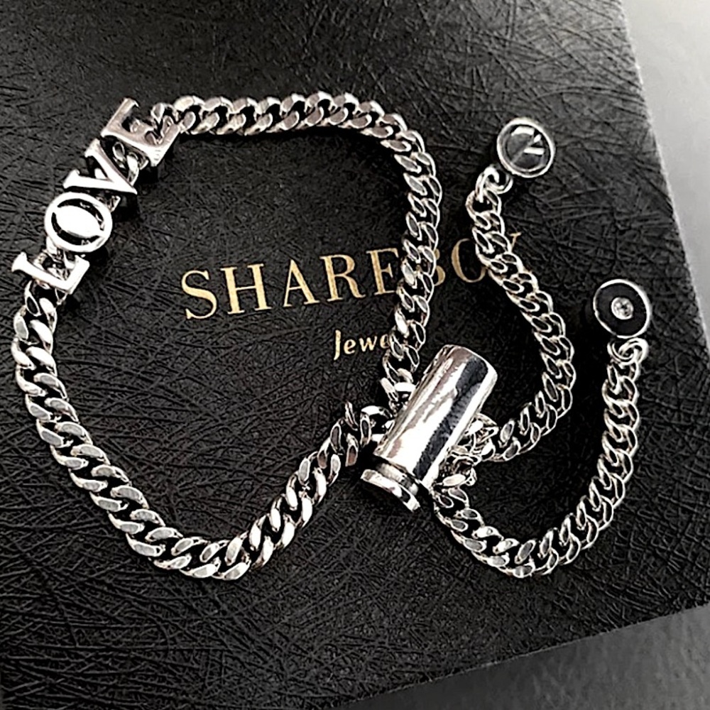 Sterling Silver Love Tassel Adjustable Bracelet
